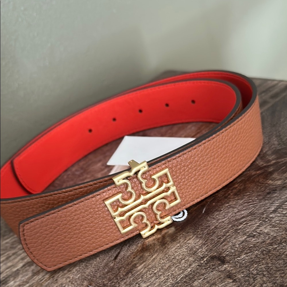 Tory Burch Tan and Red Men's Belt